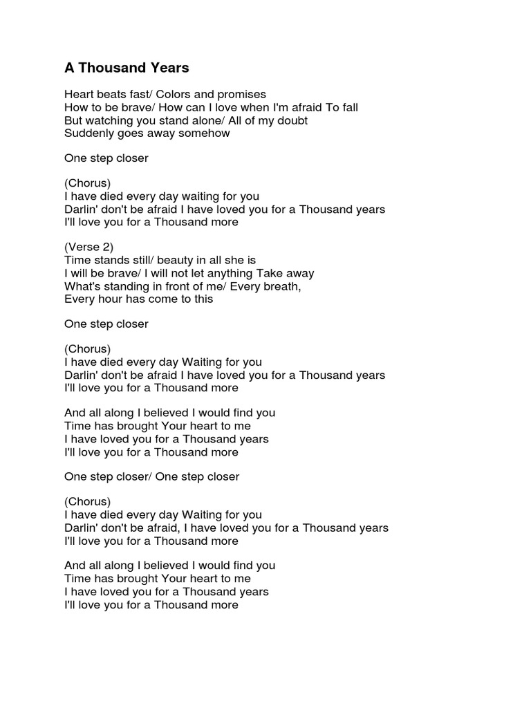 Not Lagu A Thousand Years