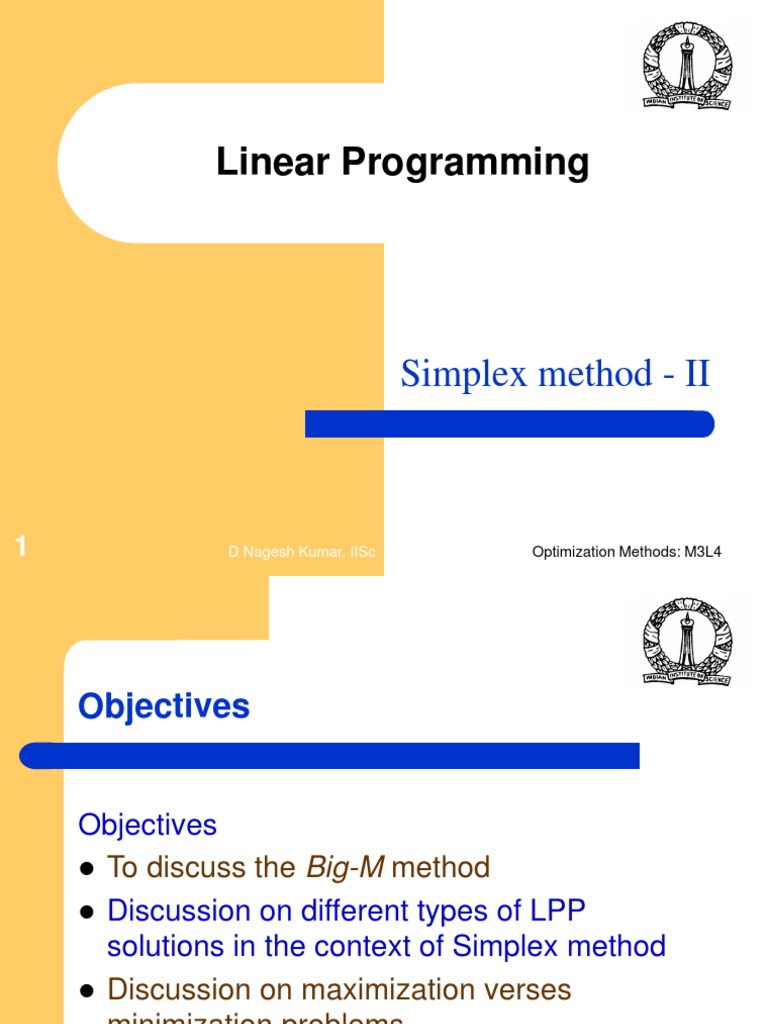 Linear Programming: Simplex Method - II | PDF | Mathematical ...