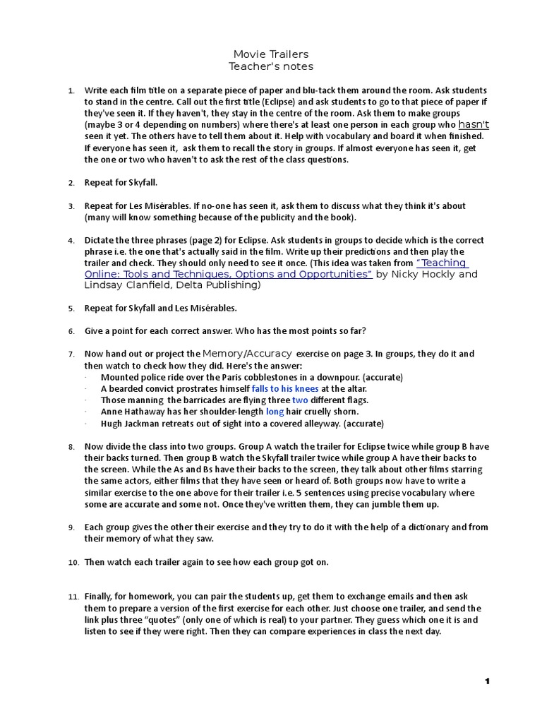 Engaging Students with Movie Trailers | PDF