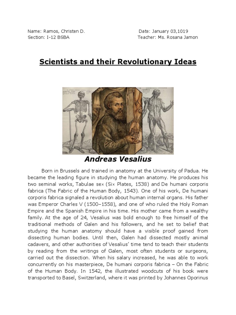 Scientists and Their Revolutionary Ideas: Andreas Vesalius | PDF ...