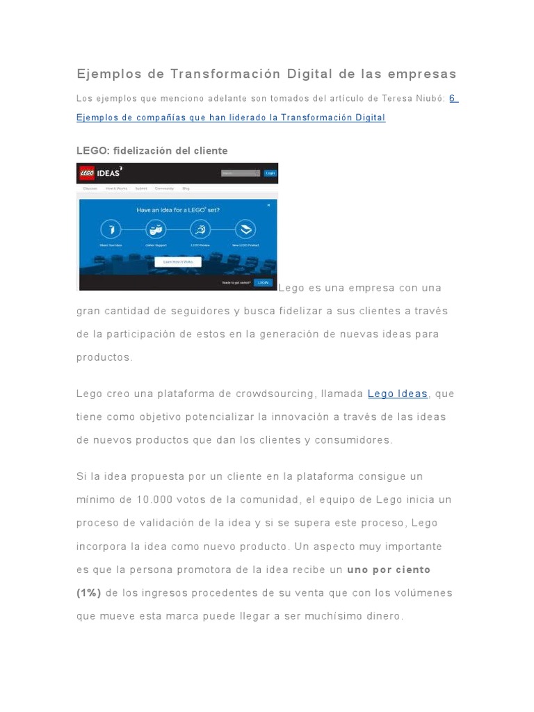 Ejemplos de Transformación Digital de Las Empresas | PDF | Tecnología ...