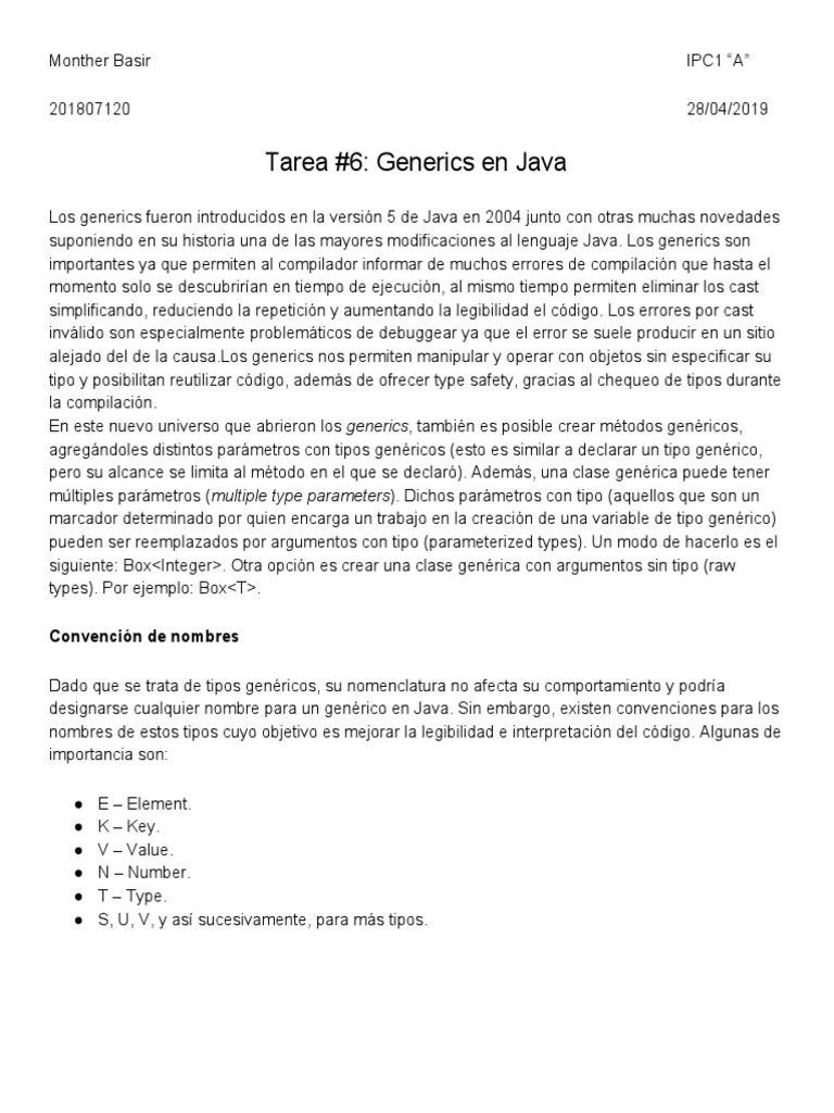 Uso de Gnerics en Java | PDF | Java (lenguaje de programación) | Compilador