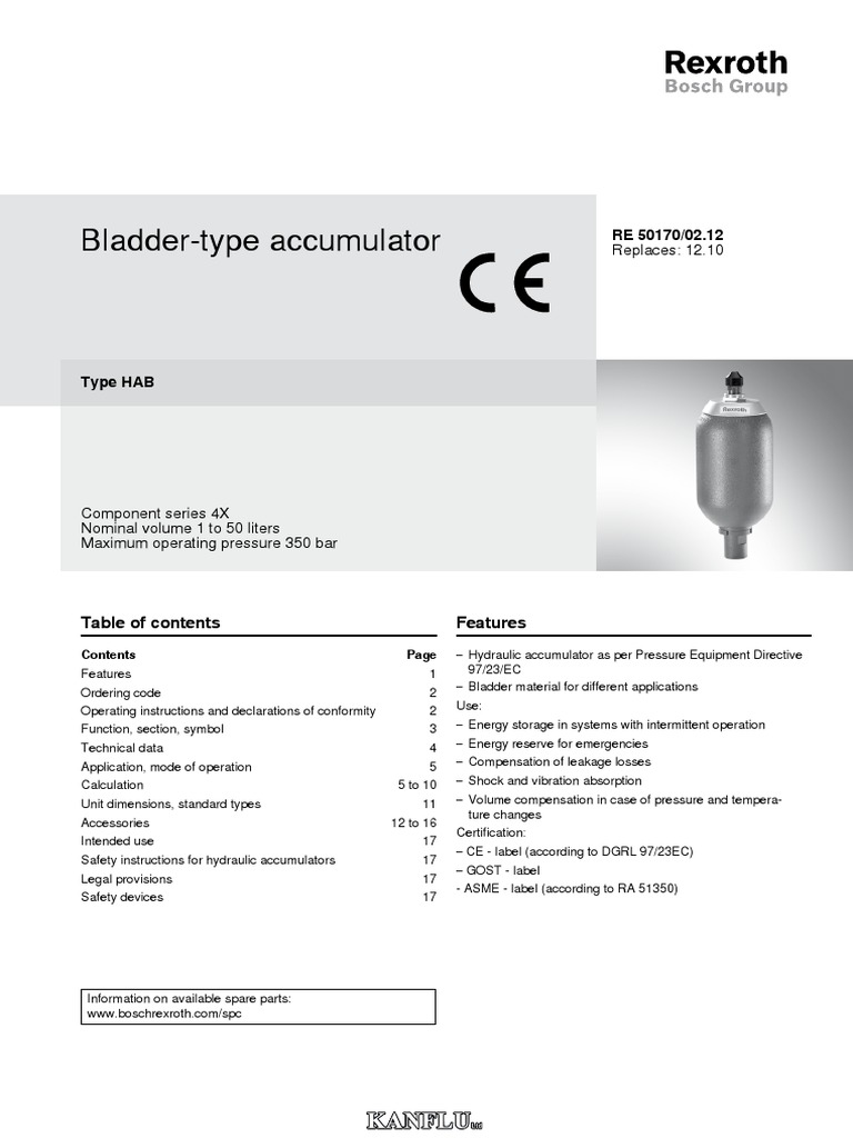 Rexroth Bladder Accumulator PDF PDF Gases Valve