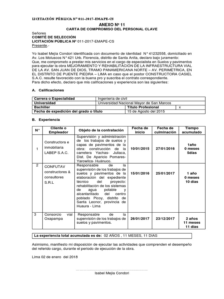 Carta de Compromiso FINAL | PDF | Lima