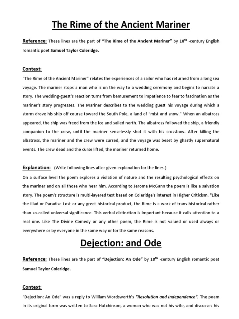 Context ST Coleridge PDF Poetry