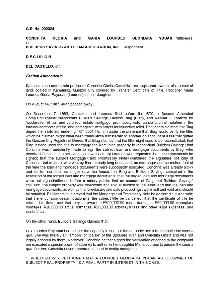 G.R. No. 202324 Case Digest Mortgage Law Foreclosure