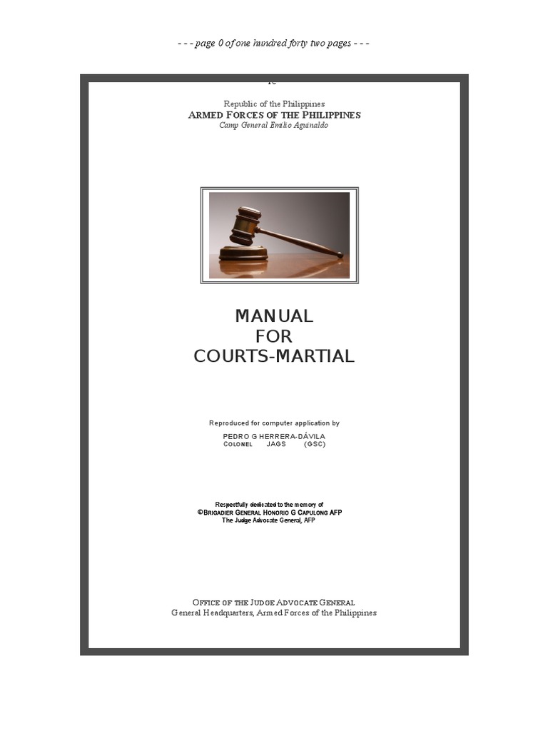 Afp Manual For Courts Martial PDF Court Martial Military Justice