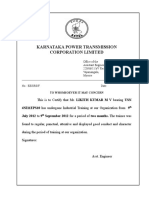Karnataka Power Transmission Corporation Limited: This Is To Certify That Mr. LIKITH KUMAR M V Bearing USN