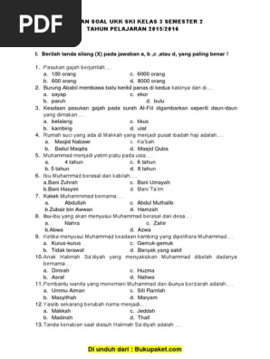 Soal Ukk Ski Kelas 3 Sd Dan Mi Pdf