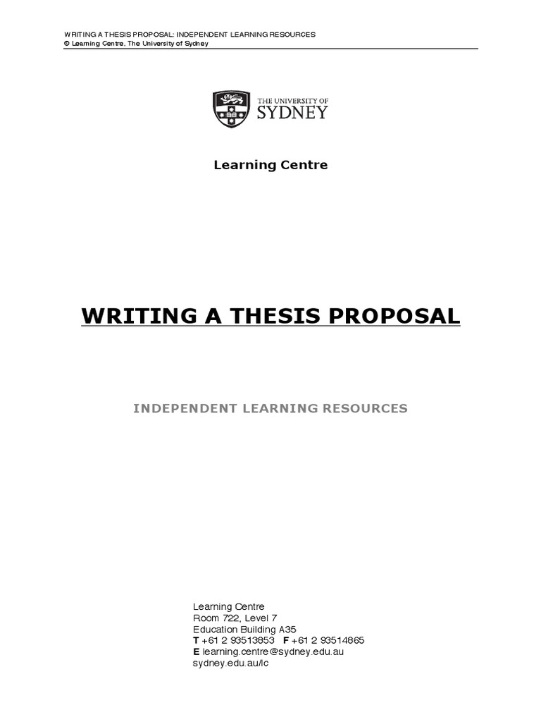 Writing A Thesis Proposal: Learning Centre | PDF | Thesis | Doctor Of ...