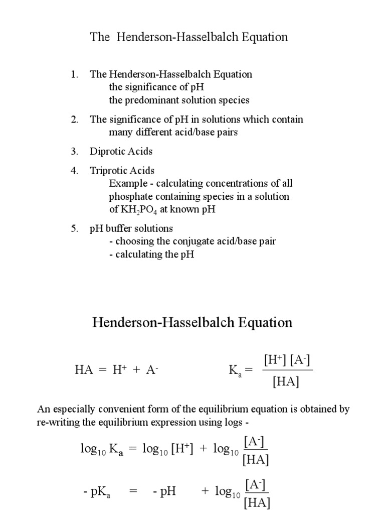 Understanding the Henderson-Hasselbalch Equation | PDF | Buffer ...