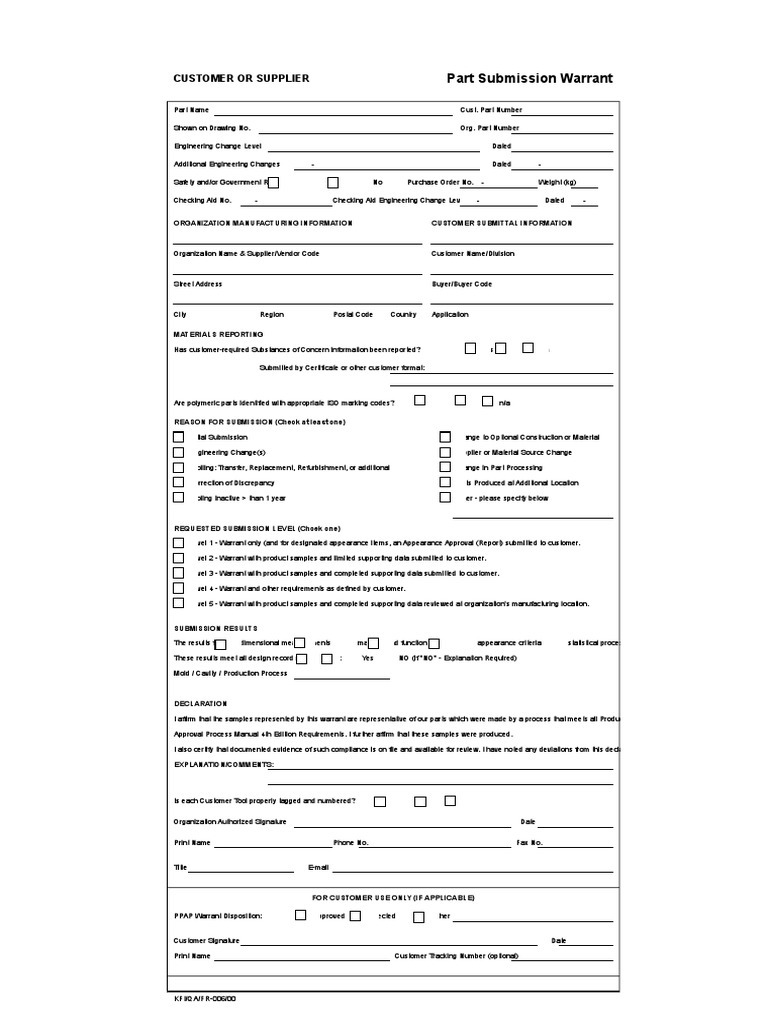 Part Submission Warrant Overview | PDF | Computing | Business