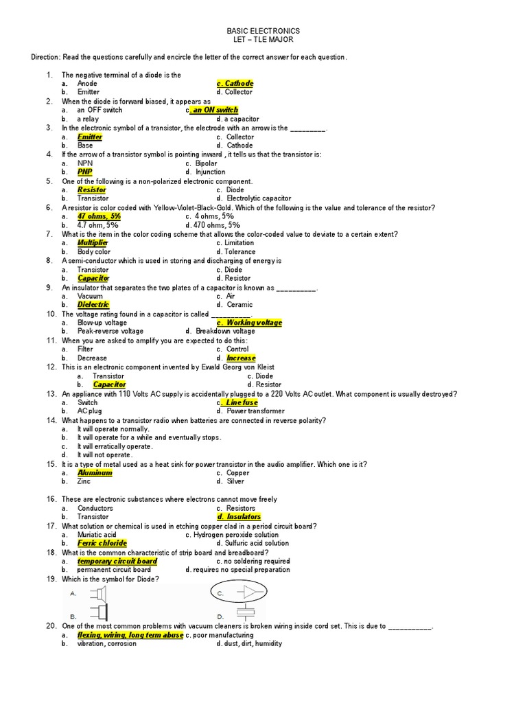 TLE ELECTRONICS With Answers | PDF | Bipolar Junction Transistor ...