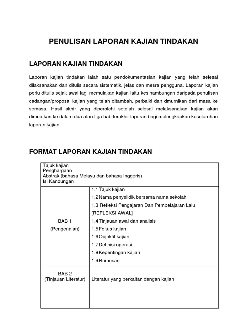 Laporan Kajian Tindakan Pdf
