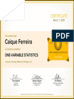 One Variable Statistics Certificate