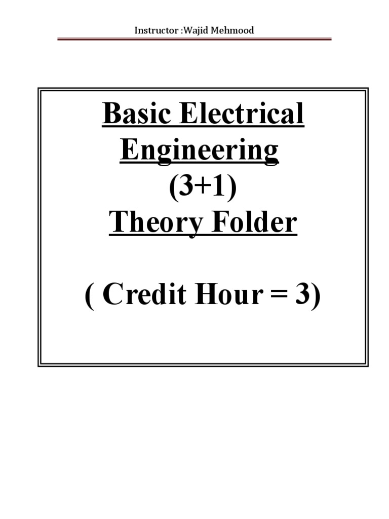 Basic Electrical Engineering Course ELE-100 | PDF | Electrical Network ...