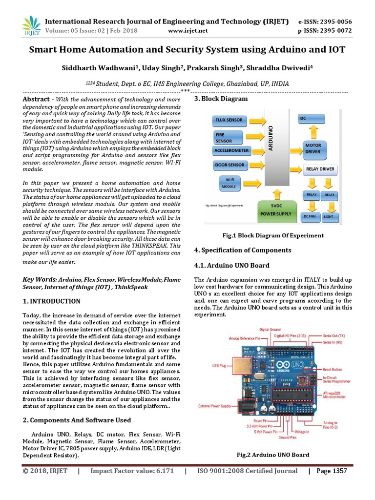 Smart Home Automation and Security System Using Arduino and IOT 1 ...