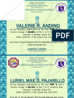 Valerie R. Anding: Certificate of Recognotion