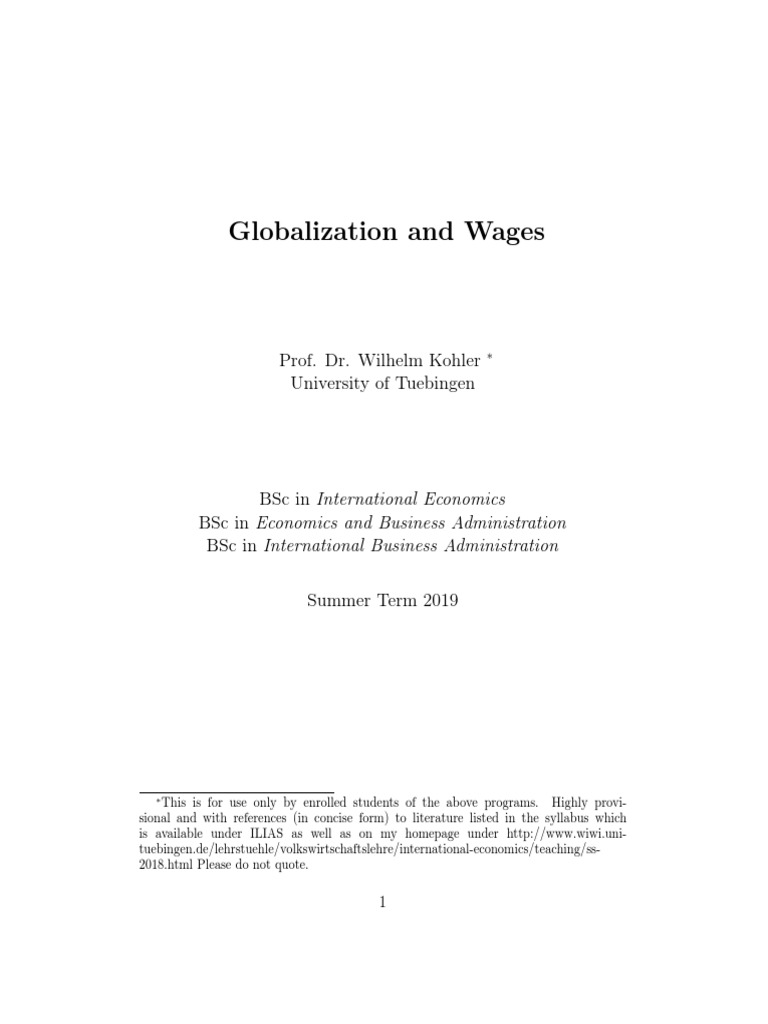 Impact of Globalization on Wages | PDF | Economic Inequality ...