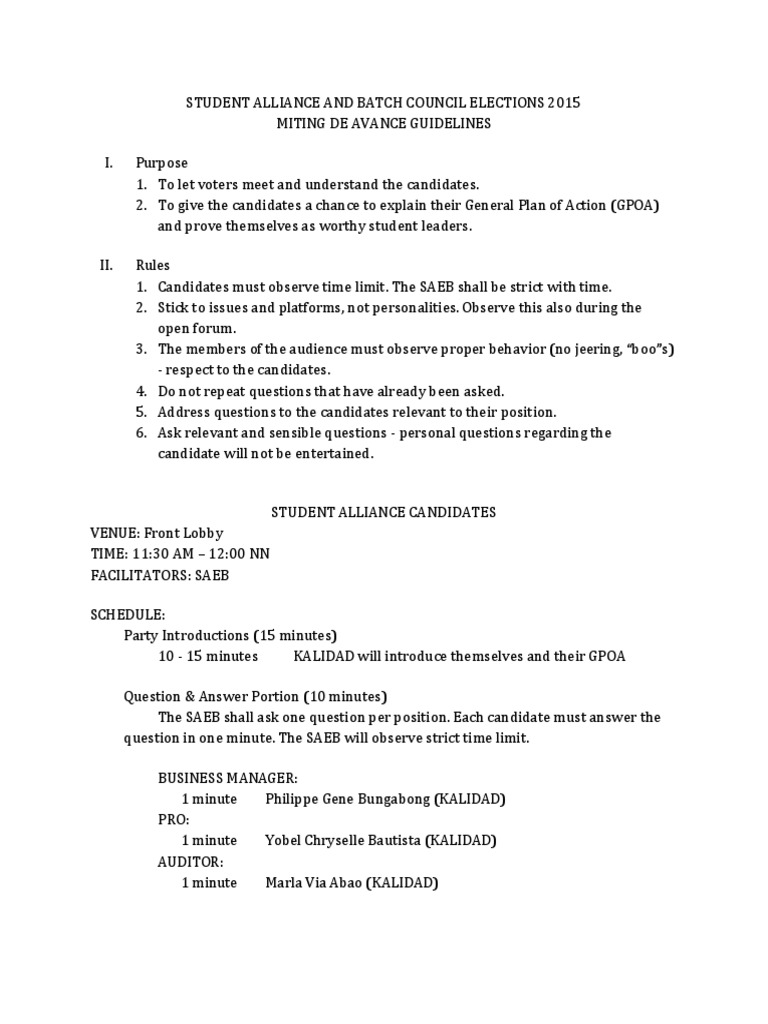 Miting de Avance Guidelines PDF | PDF