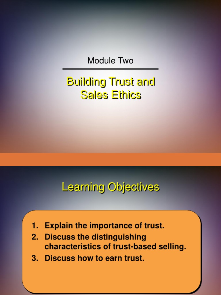 Trust and Ethics in Sales | PDF | Sales | Market (Economics)