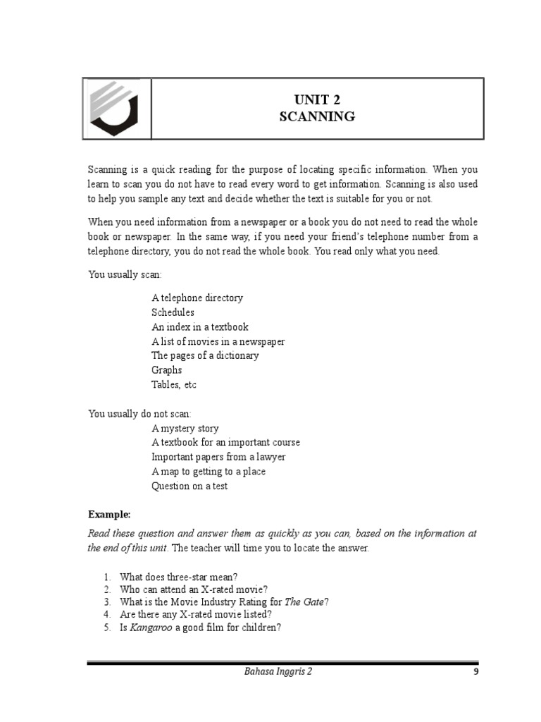 Scanning Techniques for Quick Information | PDF | Language Arts ...