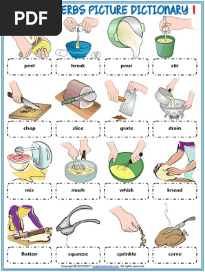 cooking verbs vocabulary esl picture dictionary worksheets for kids pdf home foods