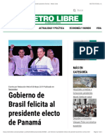 Gobierno de Brasil felicita al presidente electo de Panamá Laurentino Cortizo - Metro Libre