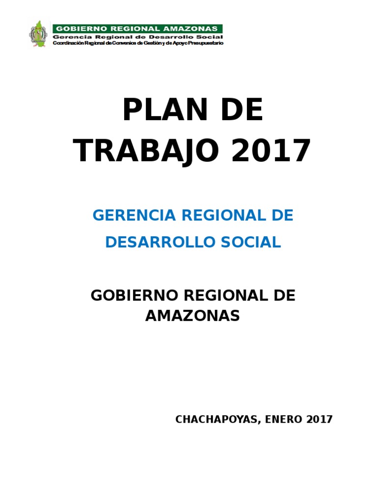 Plan de Trabajo 2017 - Gerencia de Desarrollo Social | PDF | Pobreza