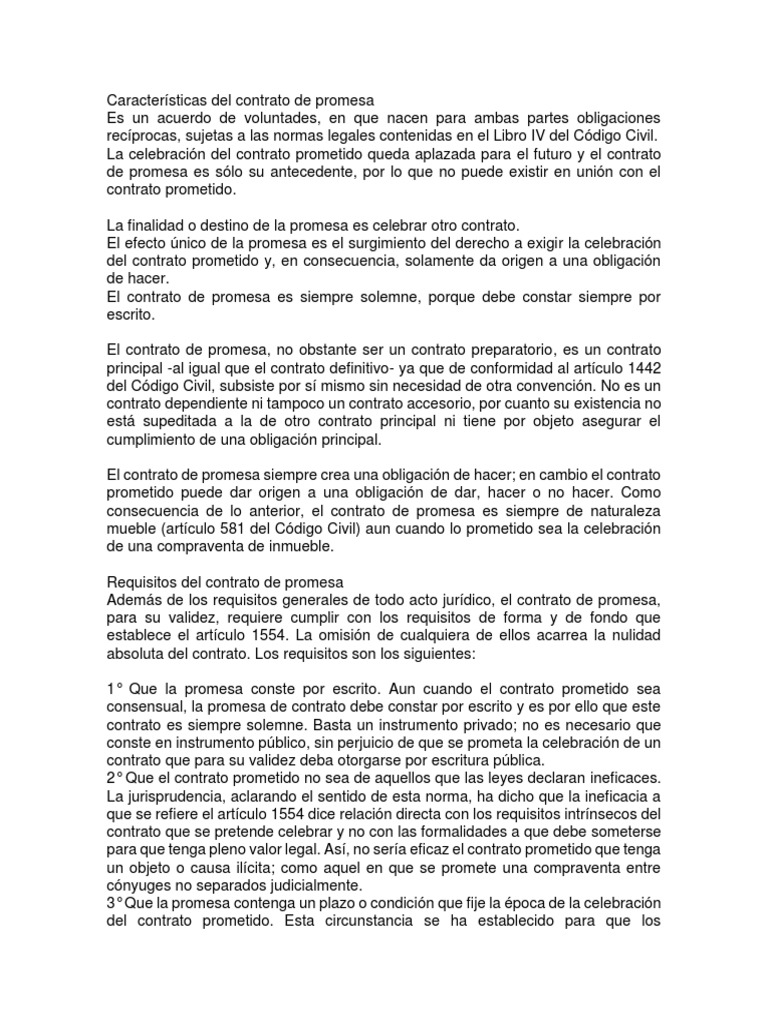 Caracteristicas Del Contrato De Promesa Docx