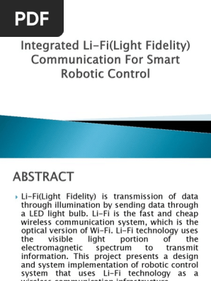 Integrated Li Fi Communication For Smart Robotic Control