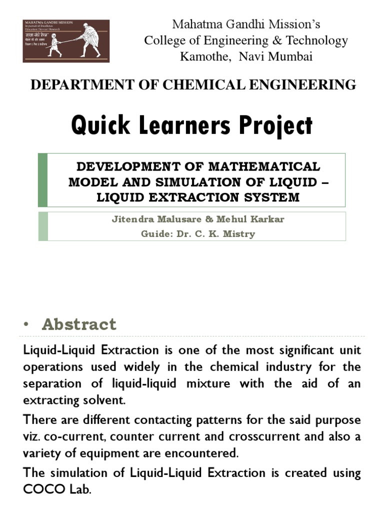 Liquid-Liquid Extraction Simulation | PDF | Solution | Chemical Process ...