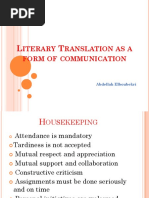 Literary Translation As A Form of Communication