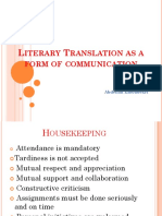 Literary Translation As A Form of Communication