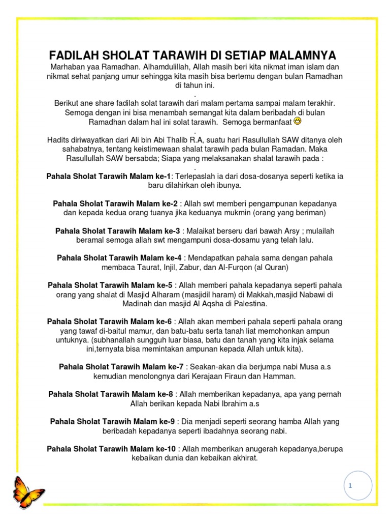 Fadilah Sholat Tarawih di Ramadhan | PDF
