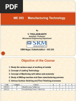 ME 203 Manufacturing Technology: V. Thulasikanth