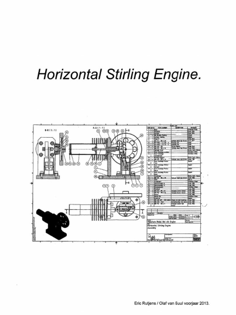 Drawings Horizontal Stirling Engine | PDF