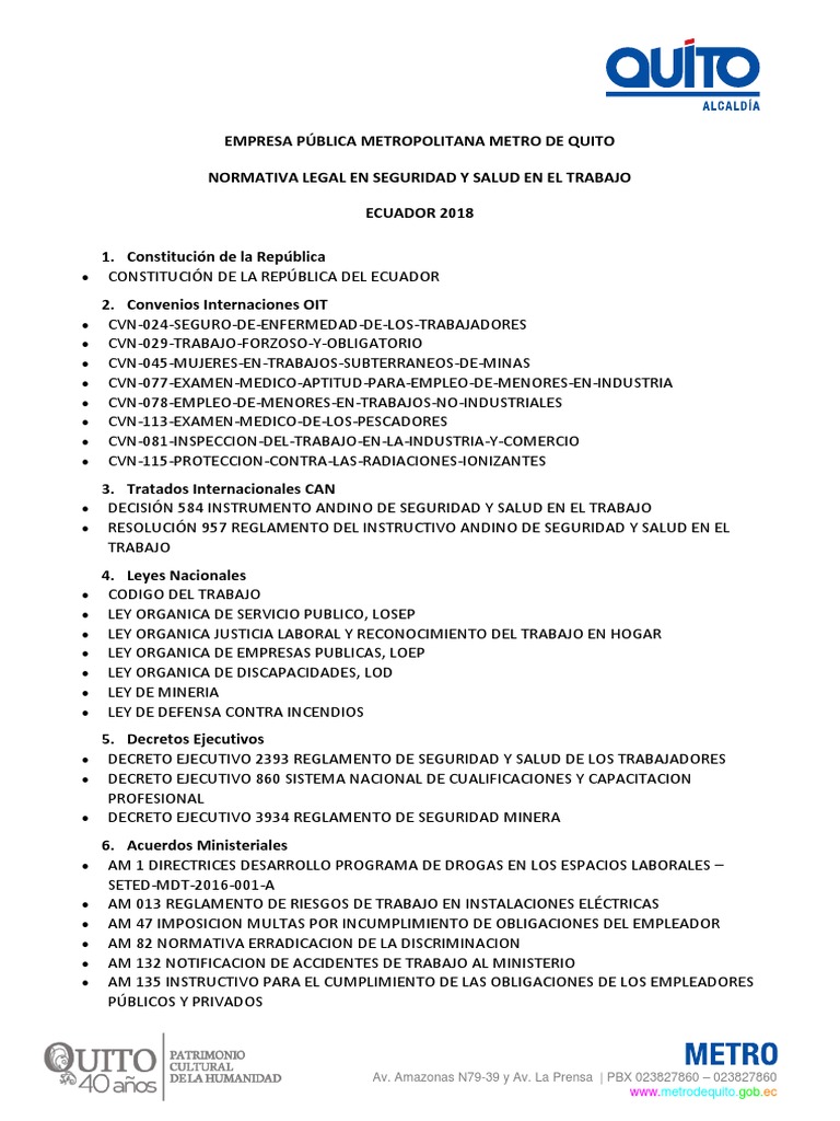 Normativa de Seguridad y Salud en Ecuador | PDF | Regulación ...