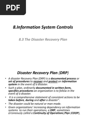 8.3 Disaster Recovery Plan