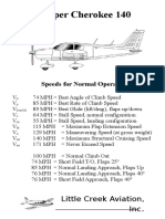Piper Cherokee 140: Speeds For Normal Operation