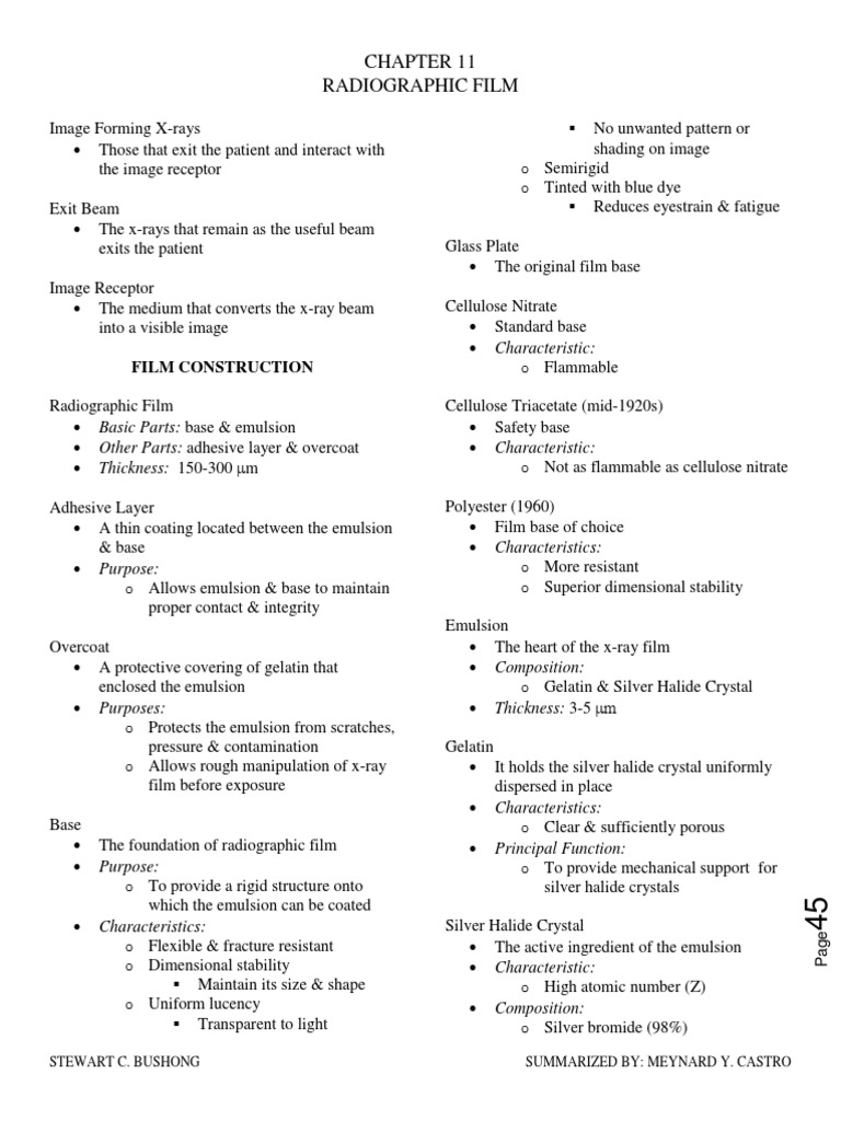 Components of Radiographic Film | PDF | Radiography | Silver