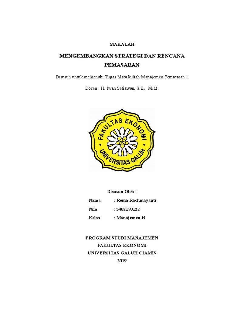 Makalah Mengembangkan Strategi Dan Rencana Pemasaran Docx