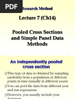 Research Method: Lecture 7 (Ch14) Pooled Cross Sections and Simple Panel Data Methods