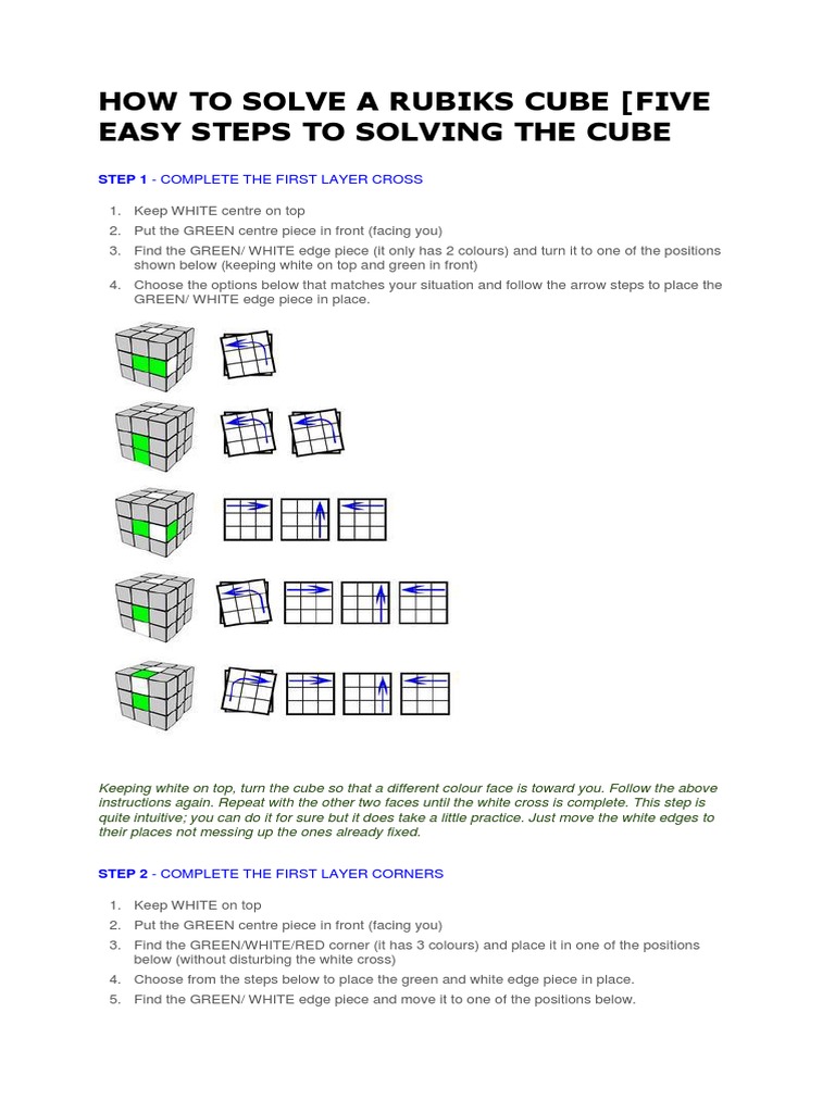 Easy Steps to Solve a Rubik's Cube | PDF | Applied Mathematics | Algorithms