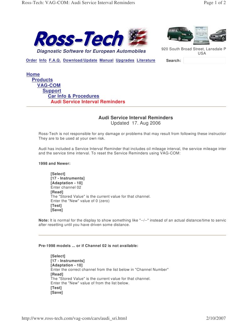 Service Interval Reset PDF Transportation Engineering