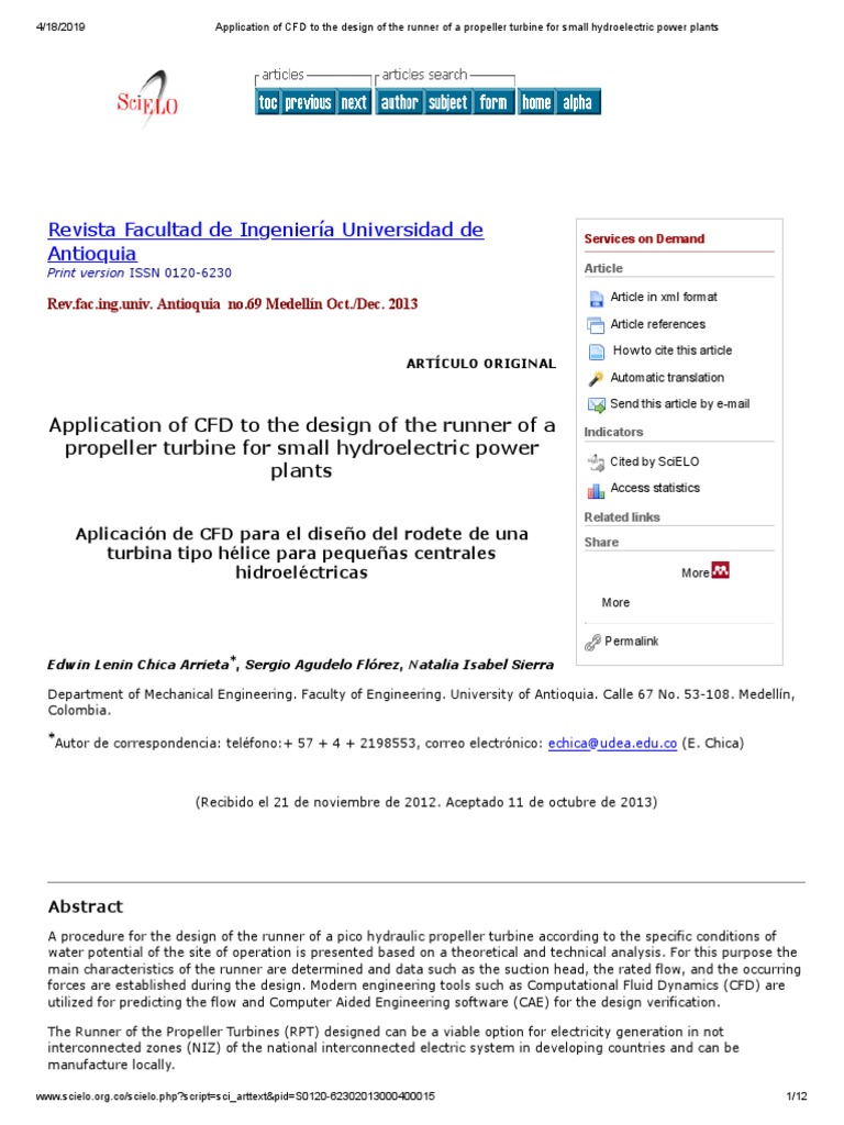 CFD in Propeller Turbine Design | PDF | Turbine | Computational Fluid ...