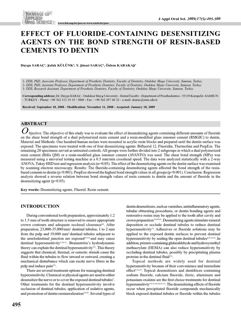 Effect of FluorideContaining Desensitizing Agents On The Bond Strength