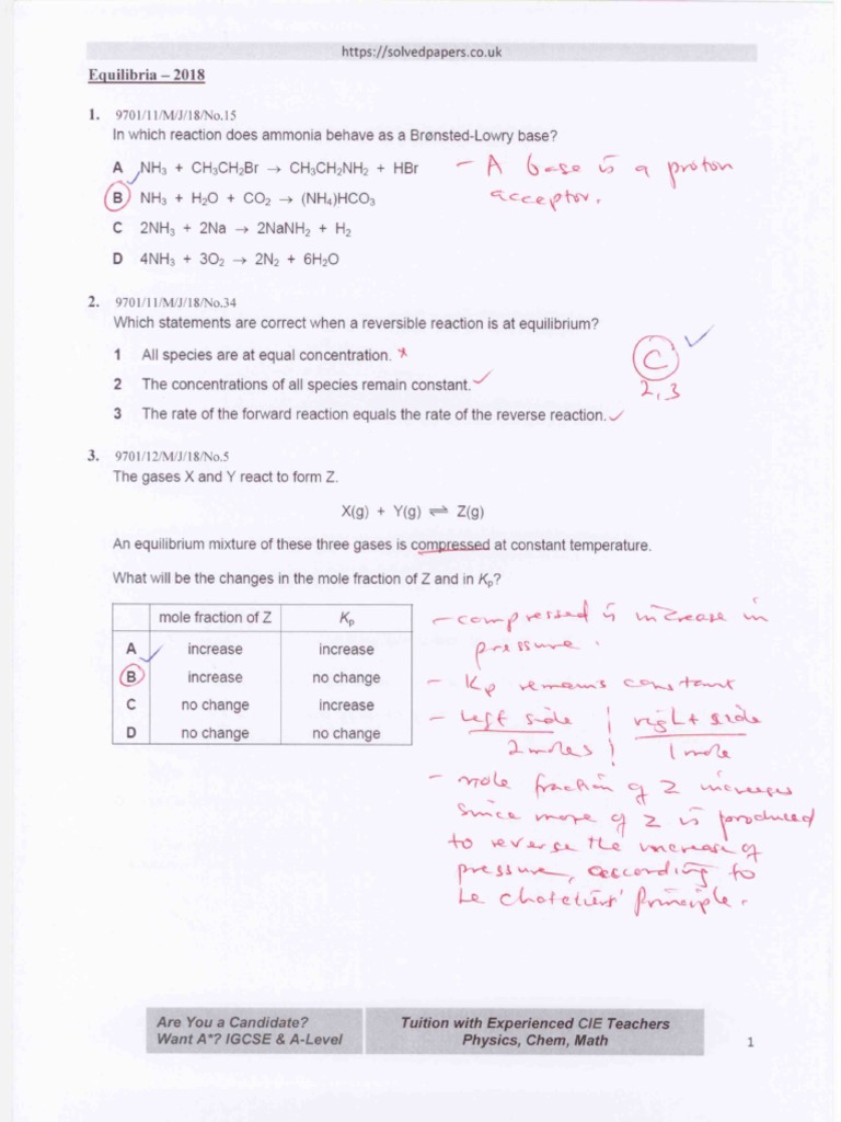 2018 Equilibria Solved Papers | PDF