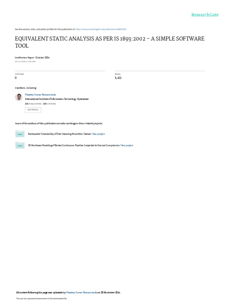 Theory Static and Dynamic Analysis | PDF | Earthquake Engineering | Force