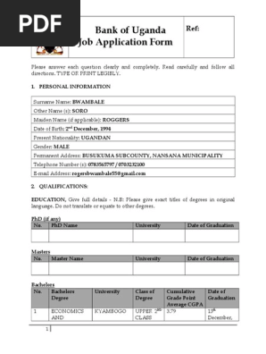 BOU Job Application Form 170812